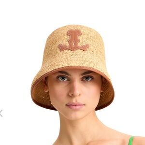 Tan Bucket Hat with Brown Logo